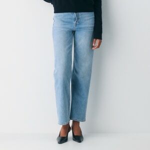 Denim Forum The Arlo Hi‑Rise Straight Jean • 5 Yrs Kiss N Tell Bleu • Size 28